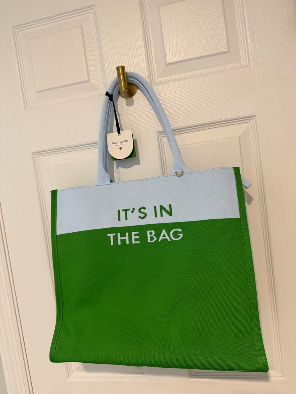 kate spade Green & Light Blue Canvas 'IT'S IN THE BAG' Tote